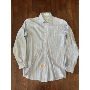 Vintage Yves Saint Laurent Striped Button Down Dress Shirt 15 32-33 YSL
